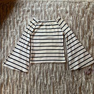 Size Small Anthropologie (Deletta) Bell Sleeved, Navy & White Stripped Shirt